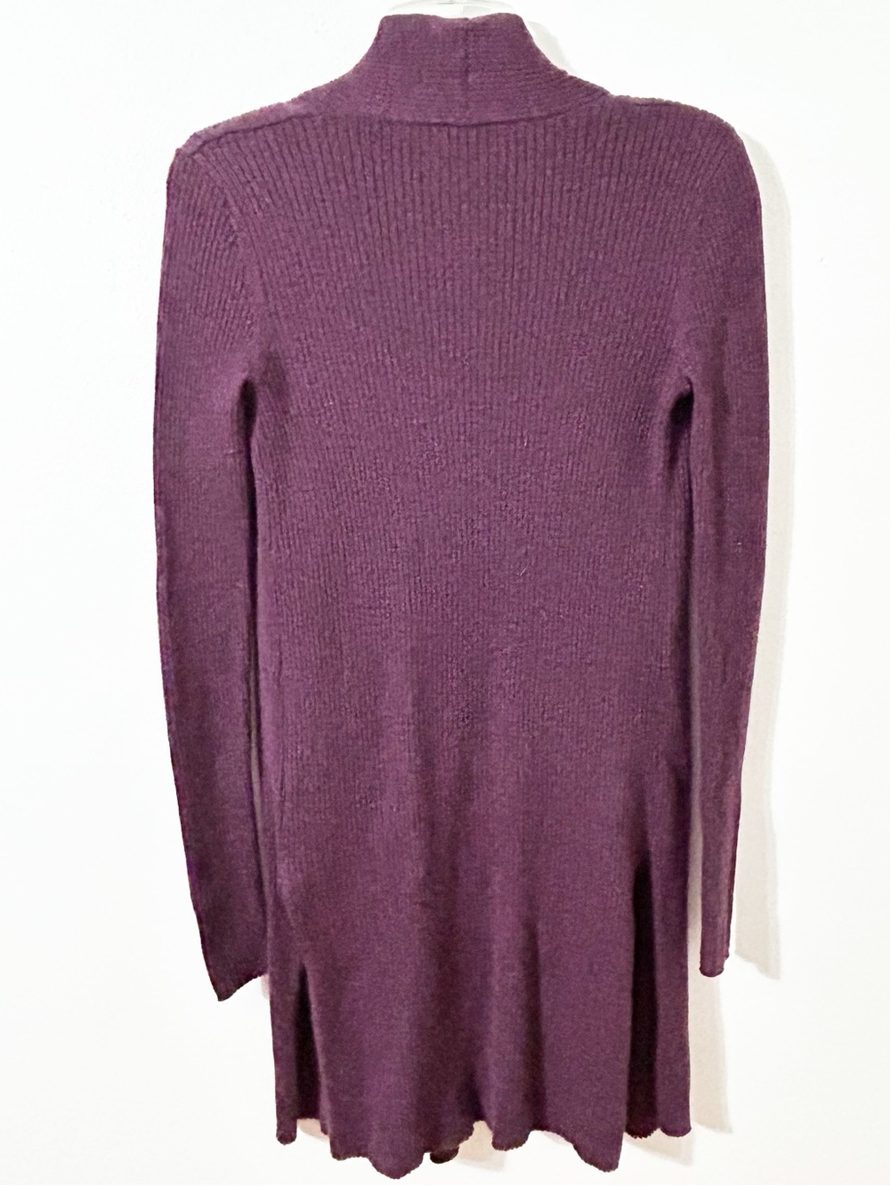 Max Studio Plum Open-Front Ribbed Cardigan - Picture 3 of 8
